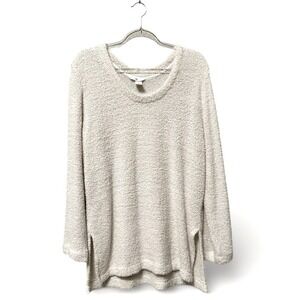 H&M Cozy Textured Knit Tunic Sweater Cream Casual Lounge Size M
